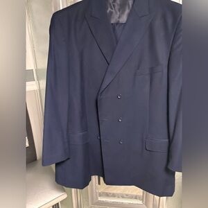Mens Apollo King Blue Double Breasted 2pc. Suit Sz.56 Long